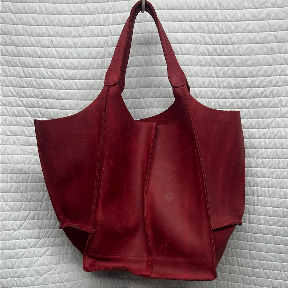 Elegant Red Slouchy Women's Patina Tote Bag 26x23
